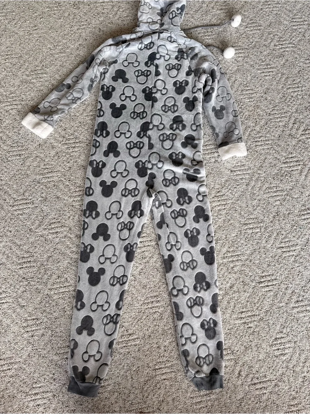 Disney Midweight Hooded Mickey Minnie Onesie One Piece Pajama Size Medium - Picture 6 of 10